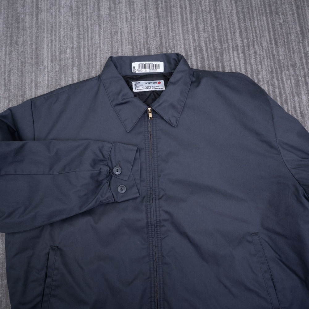 Aramark Mens 1XLR Quilted Lined Work Jacket Charcoal Gray Full Zip G00356 300CH